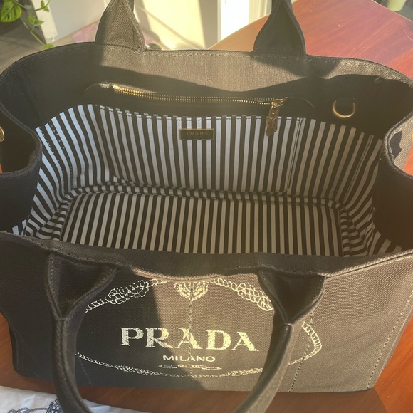 Prada Black Denim Tote w/ Detachable Strap - Picture 5 of 10